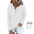 thumbnail image 1 of ICHUANYI Clearance Women's Oversized Sweatshirts Long Sleeve Button Fashion Trendy Sweatshirt Jackets Hooded Cute Comfy Clothes(White, XL) ICHUANYI WER2023081513538, 1 of 8