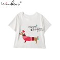 thumbnail image 4 of Camiseta holgada con estampado de perro para mujer, pijama de algodón, Top corto, sombrero de Papá Noel, Dachshund de Navidad, T7N001, novedad, 4 of 4