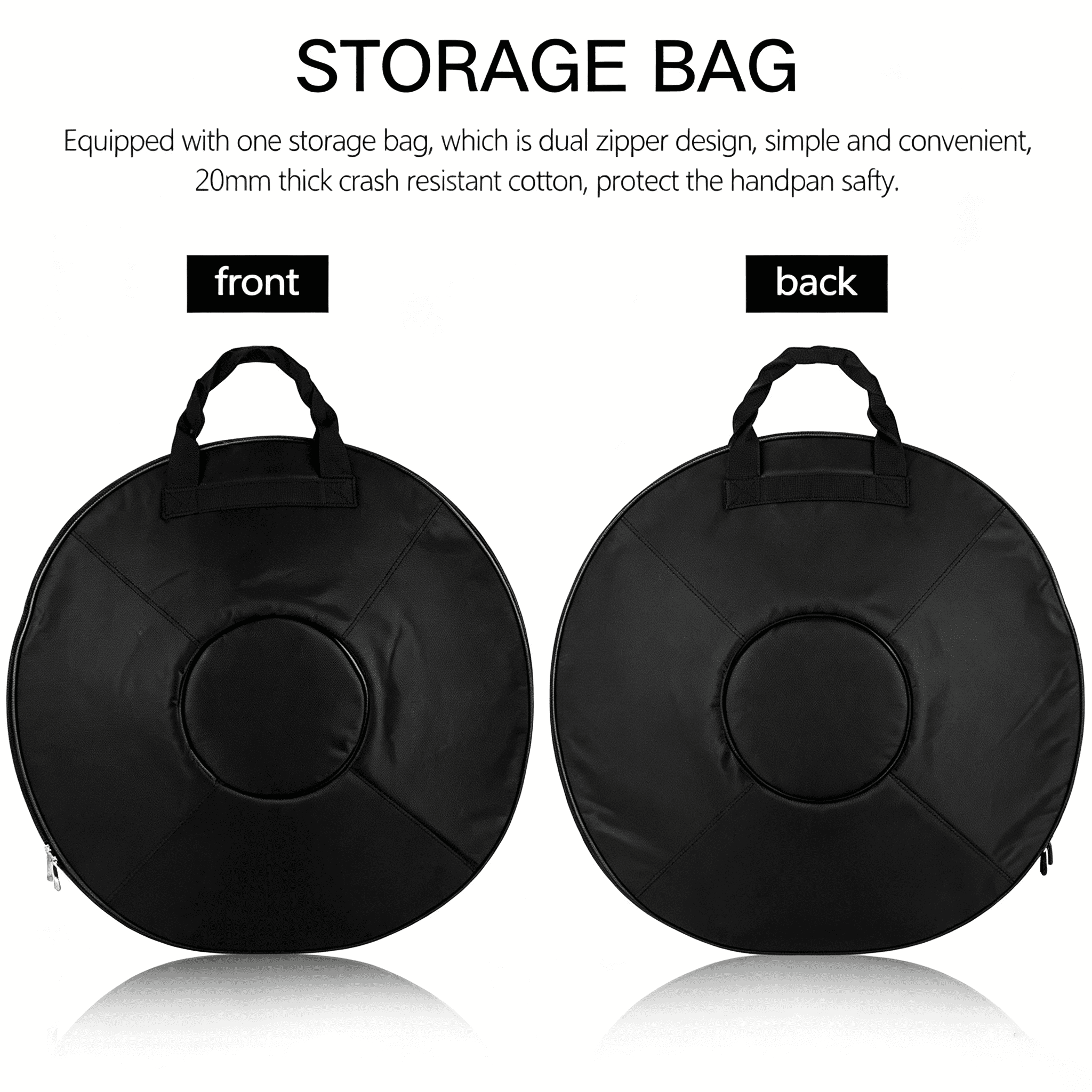 9 Notes Black Solid Color Handpan Drum Steel Percussion Instrument