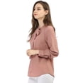 thumbnail image 4 of Allegra K Camisa Casual Con Botones Manga Larga Corbata De Lazo Para Mujer Rosa S, 4 of 6