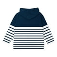 thumbnail image 6 of Jinhomg Girls Zip Up Hoodies Stylish Striped Jacket Kids Zipper Hooded Sweatshirt Preppy Top with Pockets Blue 120, 6 of 9