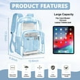 thumbnail image 2 of Sanmadrola Clear Backpack for School Backpack Heavy Duty PVC Transparent Bookbag Stadium Approved See Through Backpack 17'' Light Blue, 2 of 8