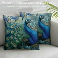 thumbnail image 3 of Nawypu Teal Peacock Throw Pillow Covers, Watercolor Blue Teal Vintage Turquoise Peacock Gifts Microfiber Fabric Decoration Pillowcases Home Sofa Couch Bed Decor Square Pillow Cases, 3 of 5