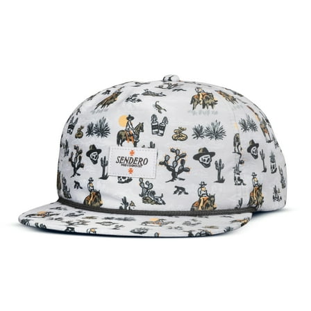 Sendero Provisions Co. Muertos Print Unisex Microfiber Snapback Rope Hat (White)