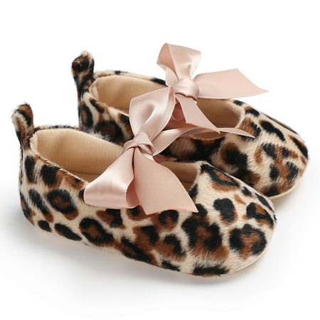 

XINSHIDE Shoes Toddler Cute Girl Leopard Print Tie Soft Newborn Anti-Slip Baby Shoes Toddler Walking Shoes