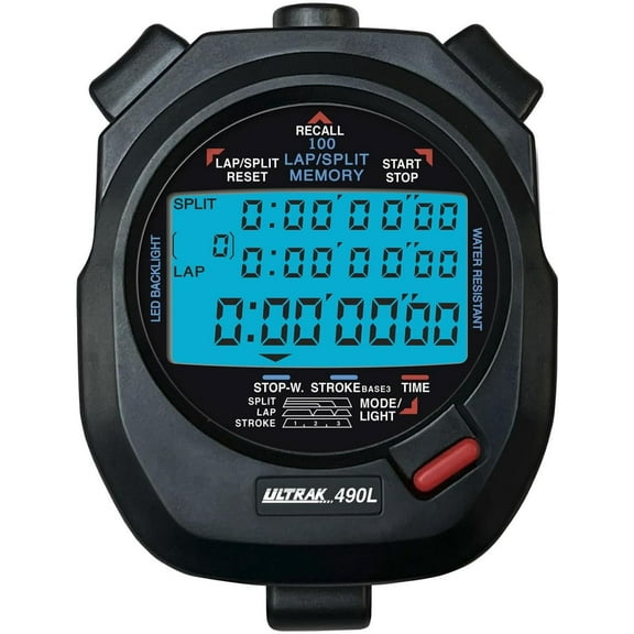 ULTRAK 490L - LED Backlight 100 Dual Split Memory Stopwatch