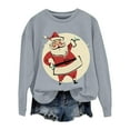 thumbnail image 2 of Gray Sweaters for Women Christmas Sweatshirts for Women Retro Santa Graphic Long Sleeve Shirt Xmas Pullover Tops Womens Fall Fashion Must Haves, 2 of 4