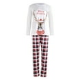 thumbnail image 3 of Seyurigaoka Christmas Parent-child Pajamas, Cartoon Letter Print Long Sleeve Round Neck Pullover Plaid Trousers Jumpsuit, 3 of 5