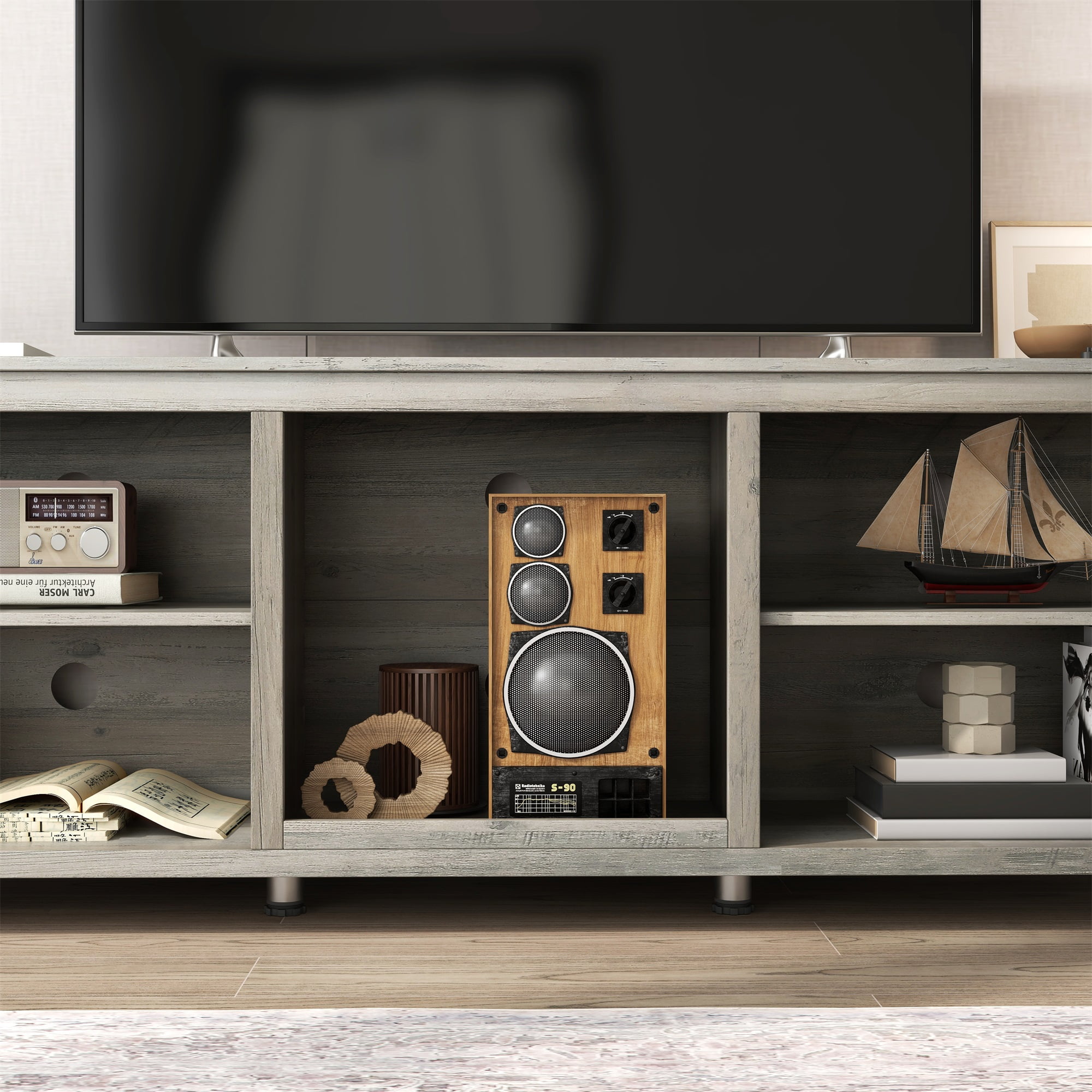 Kadyn TV Stand Entertainment Center for TVs up to 78", Grey Walnut TV Cabinet