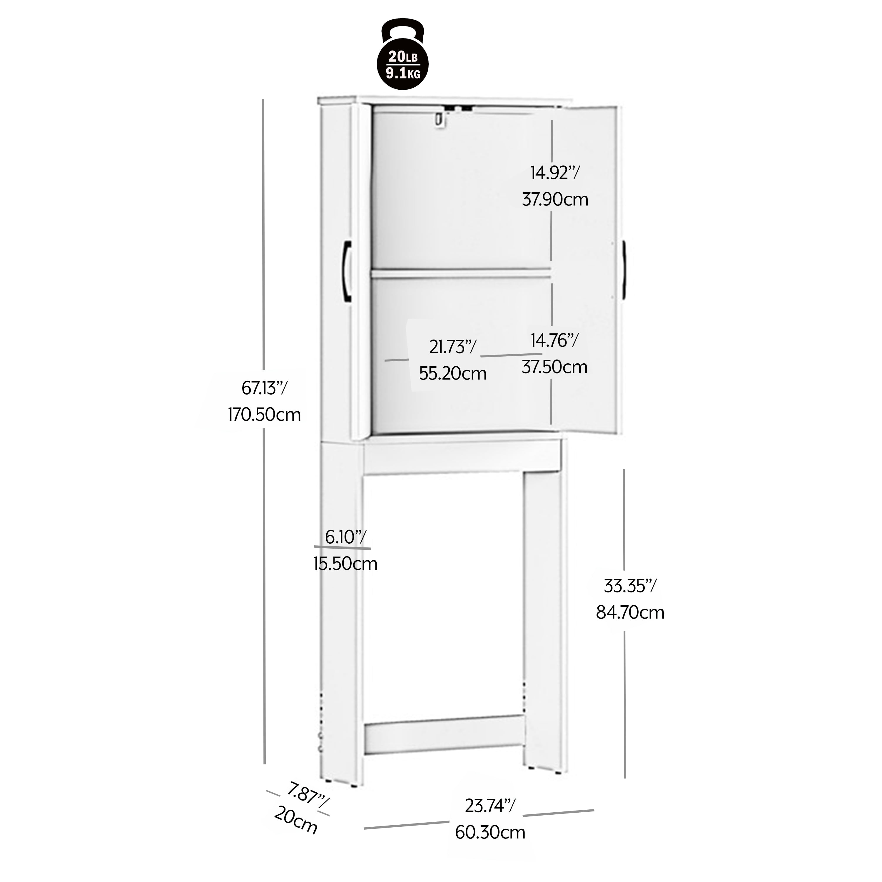 Mainstays Ardent Adjustable 2-Shelf Wood Composite Home with Wall Anchor Tipping Restraint Kit over-the-Toilet Bathroom Storage Cabinet, Euro Oak, 1 Pack