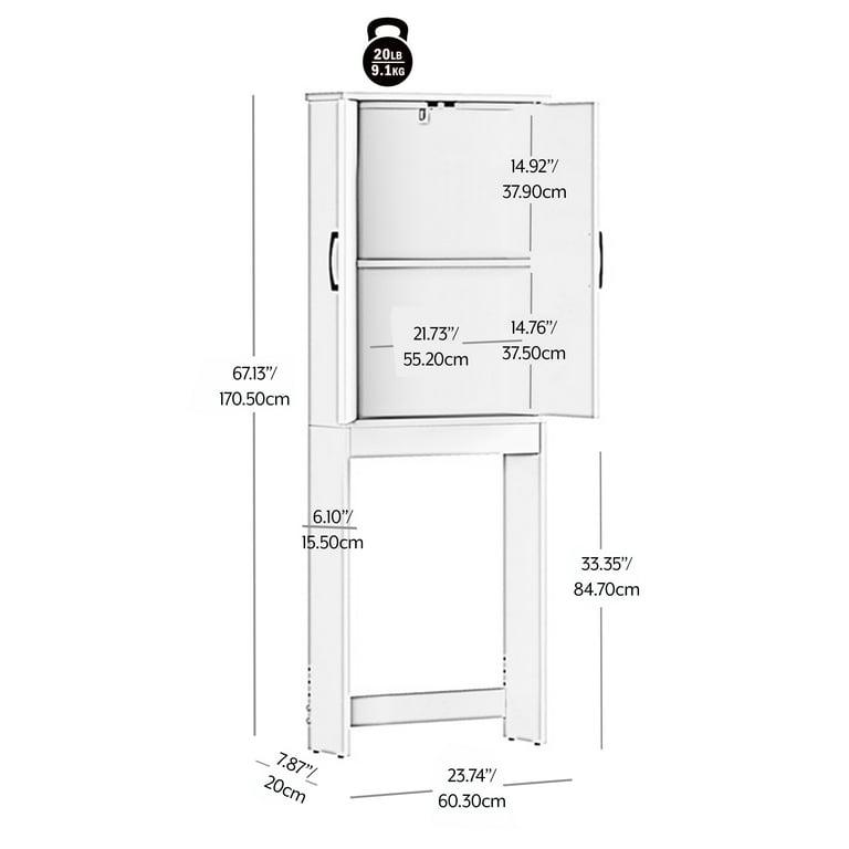Mainstays Ardent Over-the-Toilet Bathroom Storage Cabinet, White photo 5