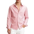 thumbnail image 2 of RUTAYY Men's Shirts Casual Turndown Collar Long Sleeve Striped Pattern Formal Business Comfortable Button Down Daily Wear Trendy Trip Blouse, 2 of 3