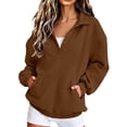 thumbnail image 3 of Lumtrix Womens Oversized Sweatshirts V Neck Henley Turtle Neck Long Sleeve Button Fleece Pullover, Casual Teen Girls Y2K , Fall Winter Fashion Coffee M, 3 of 7