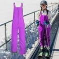 thumbnail image 3 of PINQI Teen Girls Bib Snow Pants Winter Waterproof Insulated Snowpants Kids Front Zipper Outdoor Ski Overall with Pockets, 3 of 10
