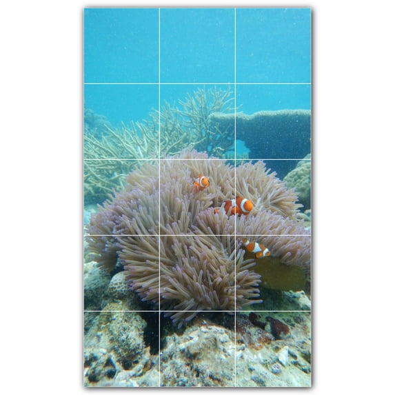 Picture-Tiles.com: Coral Ceramic Tile Wall Mural WAL500431-35L. 24"W x 40"H using (15) 8" x 8" Ceramic Tiles-Satin Finish