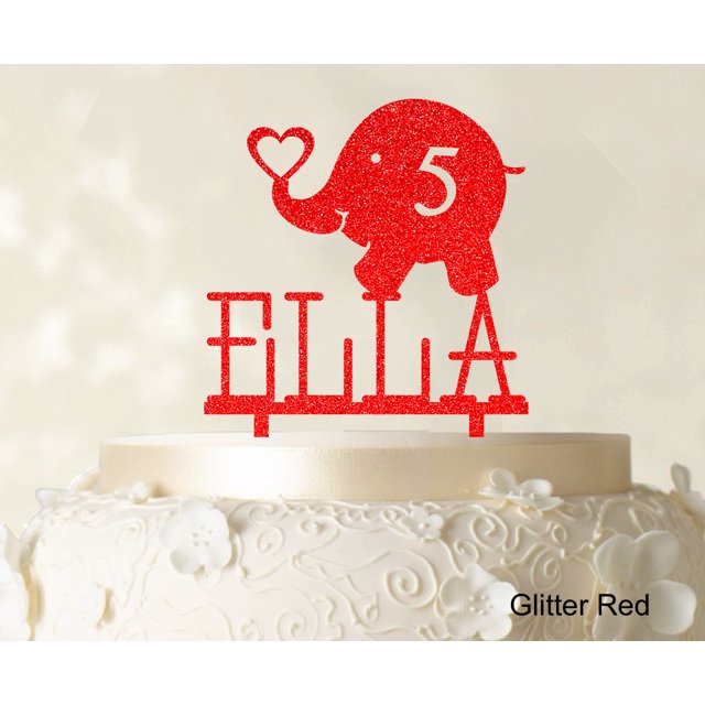 Custom Birthday Cake Topper Personalized Glitter Red Cake Topper Color Option Available 5-7 Inches Wide