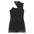 thumbnail image 5 of Alvivi Women's Sequin Latin Dance Dress Sleeveless Fringe Hem Jazz Ballroom Samba Salsa Leotard Black M, 5 of 7
