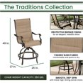 thumbnail image 6 of Hanover Traditions 5-Piece Outdoor High Dining Patio Set, 4 Counter-Height Padded Sling Swivel Chairs and 42" Square Cast Aluminum Table, Brushed Bronze Finish, Rust-Resistant, All-Weather, 6 of 8