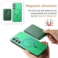 thumbnail image 2 of Allytech 2 in 1 Detachable Wallet Case for Samsung Galaxy S23, [Thin & Light] [Compatible with MagSafe] Luxury PU Leather Card Holder Soft Bumper Shockproof Anti-Scratch Magnetic Case, Green, 2 of 11