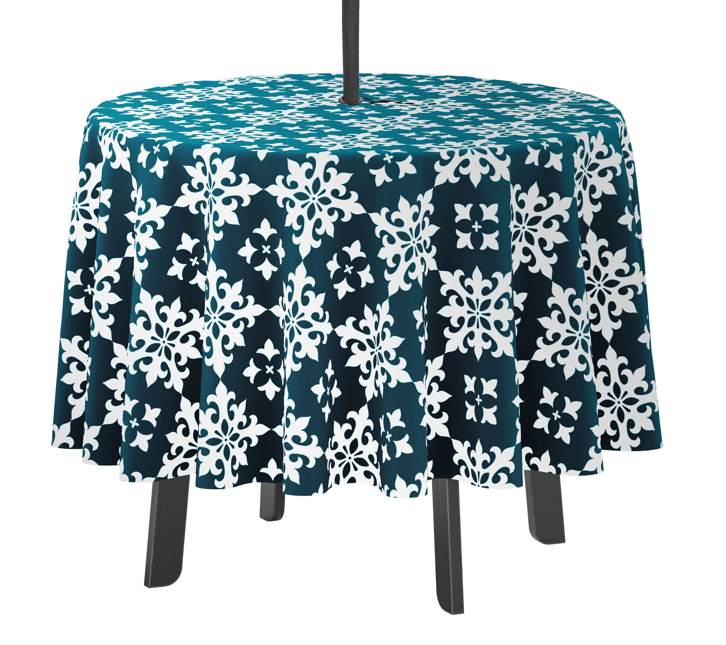 Vargottam Nappe Ronde Intérieure/extérieure 58 Pouces avec Trou pour Parasol et Fermeture Éclair - Nappe Imperméable pour Jardin - Vert Sarcelle