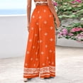 thumbnail image 5 of Women Plus Size Pants Wide Leg Palazzo 2026 Summer Boho Trousers Spring Flowy Beach Vacation Wear, #02 Orange, M, 5 of 6