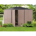 thumbnail image 5 of YODOLLA 10' x 8' Outdoor Metal Storage Shed in Brown Patio Storage Building with Lockable Door for Garden, Backyard, 5 of 7