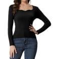 thumbnail image 1 of Suéter con cuello En Forma de Corazón Allegra K para Mujer Negro XS, 1 of 6