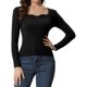 thumbnail image 1 of Suéter con cuello En Forma de Corazón Allegra K para Mujer Negro XS, 1 of 6