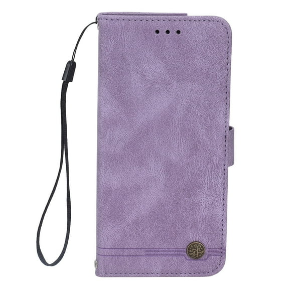 Phone Wallet Case PU Leather Skin Touch Built in Magnetic Flip Phone Wallet Case with Lanyard for Everyday Use Purple