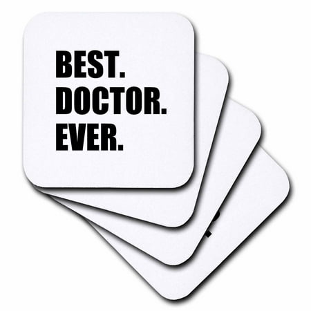 3dRose Best Doctor Ever - fun job pride gift for GPs, specialist Drs and PhDs, Ceramic Tile Coasters, set of