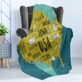 thumbnail image 4 of Country Soft Flannel Fleece Throw Blanket, USA Map with Hand Drawn Names of States, Cozy Plush for Indoor and Outdoor Use, 70" x 90", Yellow Green Seafoam, by Ambesonne, 4 of 5