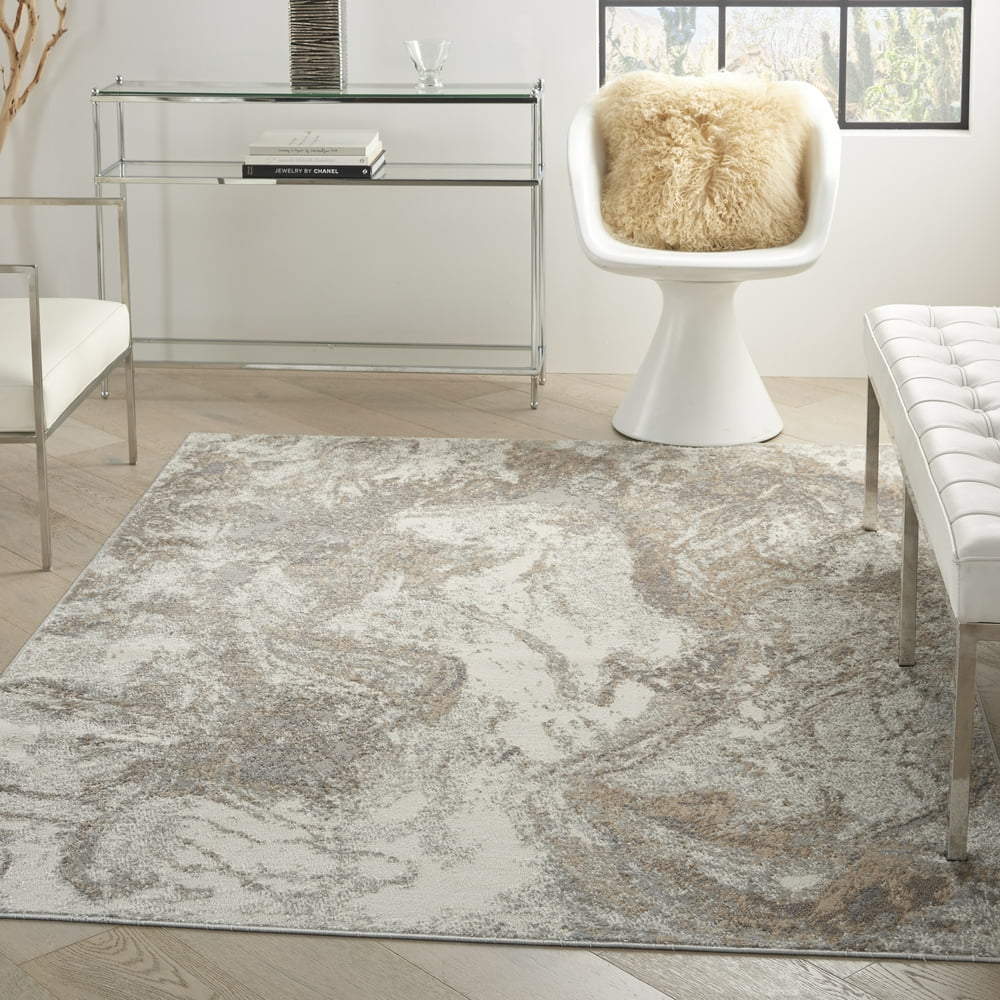 Nourison Elation Contemporary Ivory Grey Area Rug