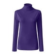 thumbnail image 6 of YEJIMAN Purple V Neck T Shirts For Women, Polyester,Spandex Oversized Tshirts For Women, Women Casual Solid Long Sleeve Mock Turtleneck Blouse Tops Slim Fit Stretchy Layer Tee Shirts, 6 of 7
