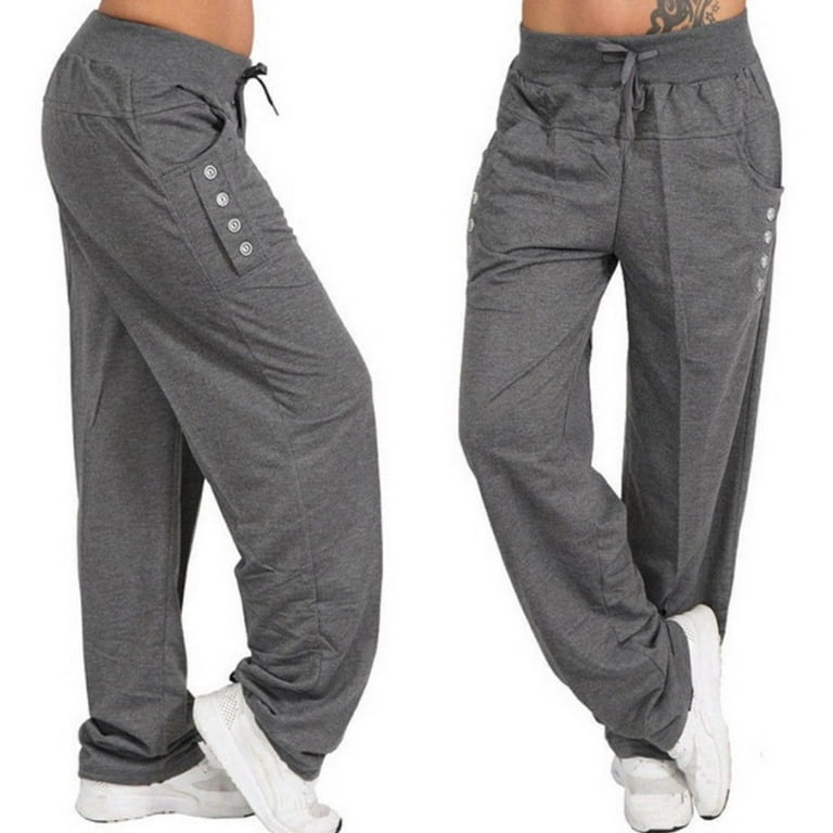 Womens Pants Casual, Womens Casual Workout Wide Leg Pants with Pockets  Button Stretch Leggings Gym Sweatpants Deals Of The Day Clearance Prime  Arrives Tomorrow #22 