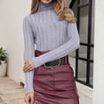 thumbnail image 2 of Women's Knitted High Neck Pullover Sweater â Long Sleeve Striped Turtleneck, Soft Warm Cozy Casual for Cold Weather Comfort, 2 of 8