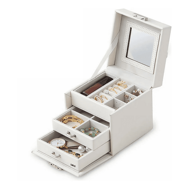 "Alhajeros Joyero De 3 Capas, Cajas De Exhibición De Joyería Lab.G, Blanco "