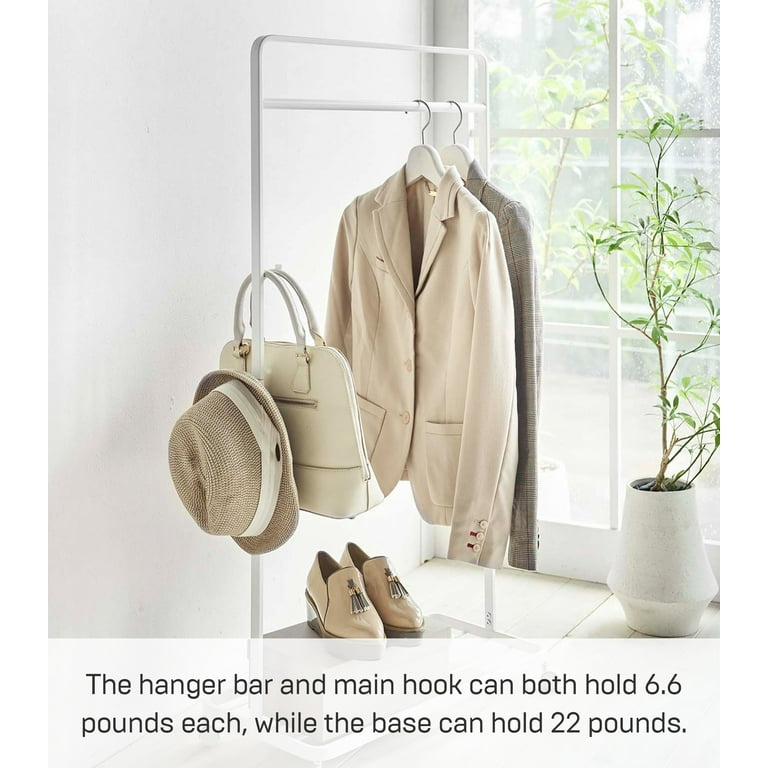 Yamazaki Home Kids' Rolling Coat Rack, White, Steel, Supports