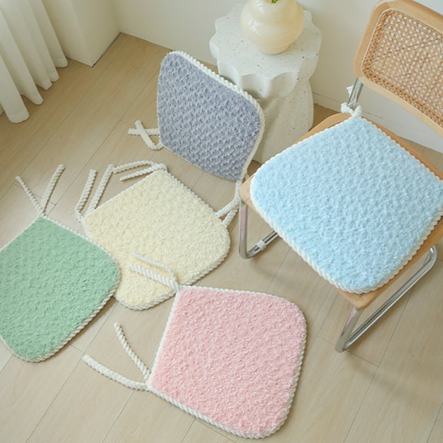 Cojín De Asiento De Poliéster 1Pcs 45x42cm Plush Chair Cushion and Winter Seat Cushion in Blue Polyester with Non-Slip Backing for Sofa and Furniture Protection JASKFLY