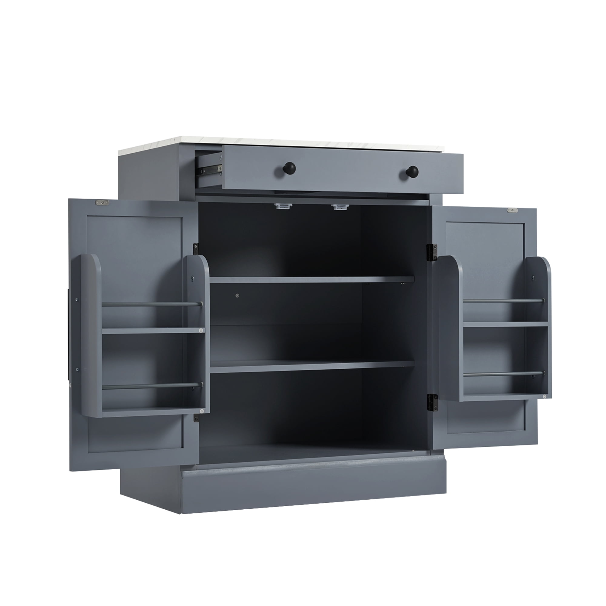 GARITIN Kitchen Pantry Cabinet 28.7 Inch, Freestanding Buffet Storage Cabinet with Drawer and Adjustable Shelves for Dining Room Coffee Bar, Gray