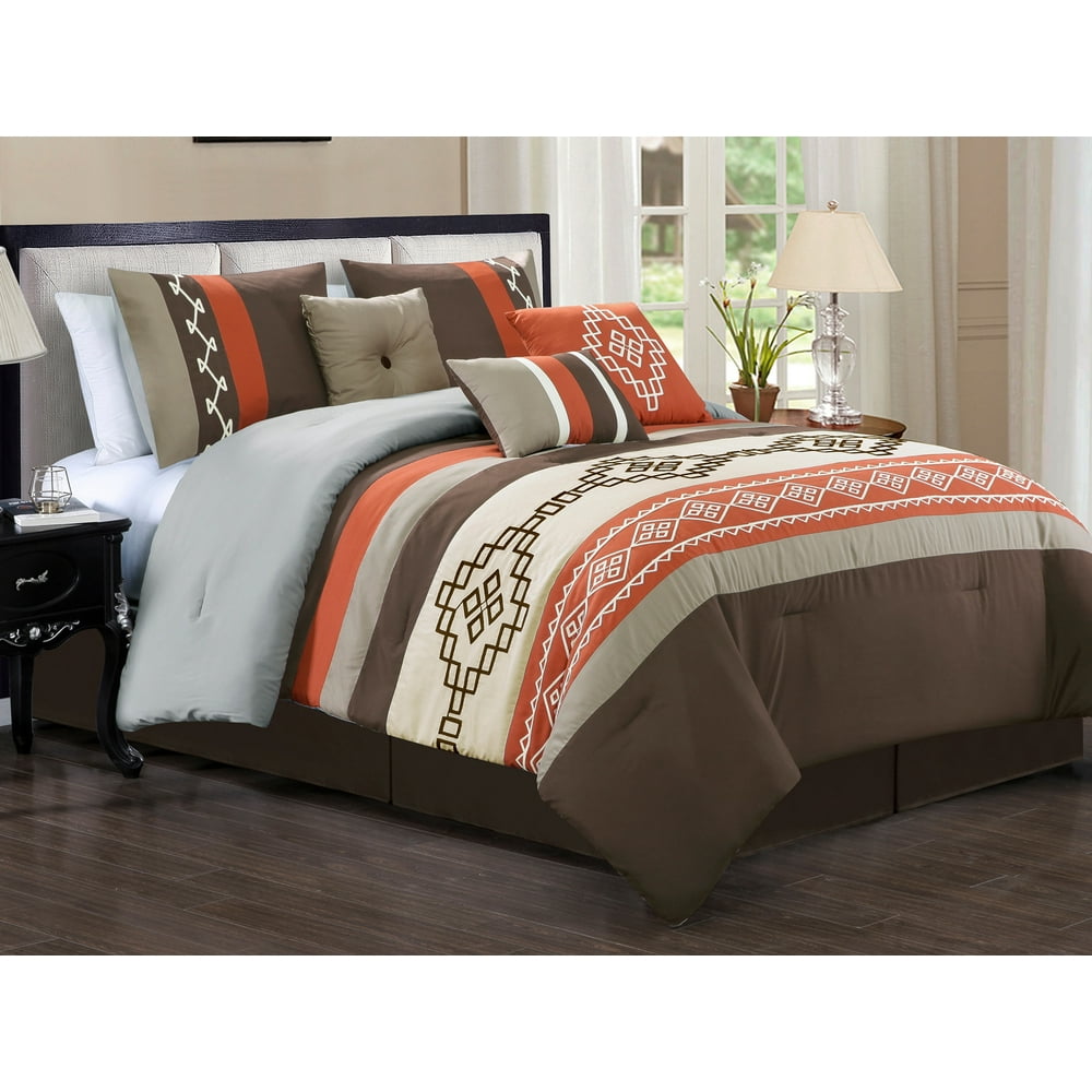 7Pc Makawee Southwest Diamond Rectangle Chevron Embroidery Stripe