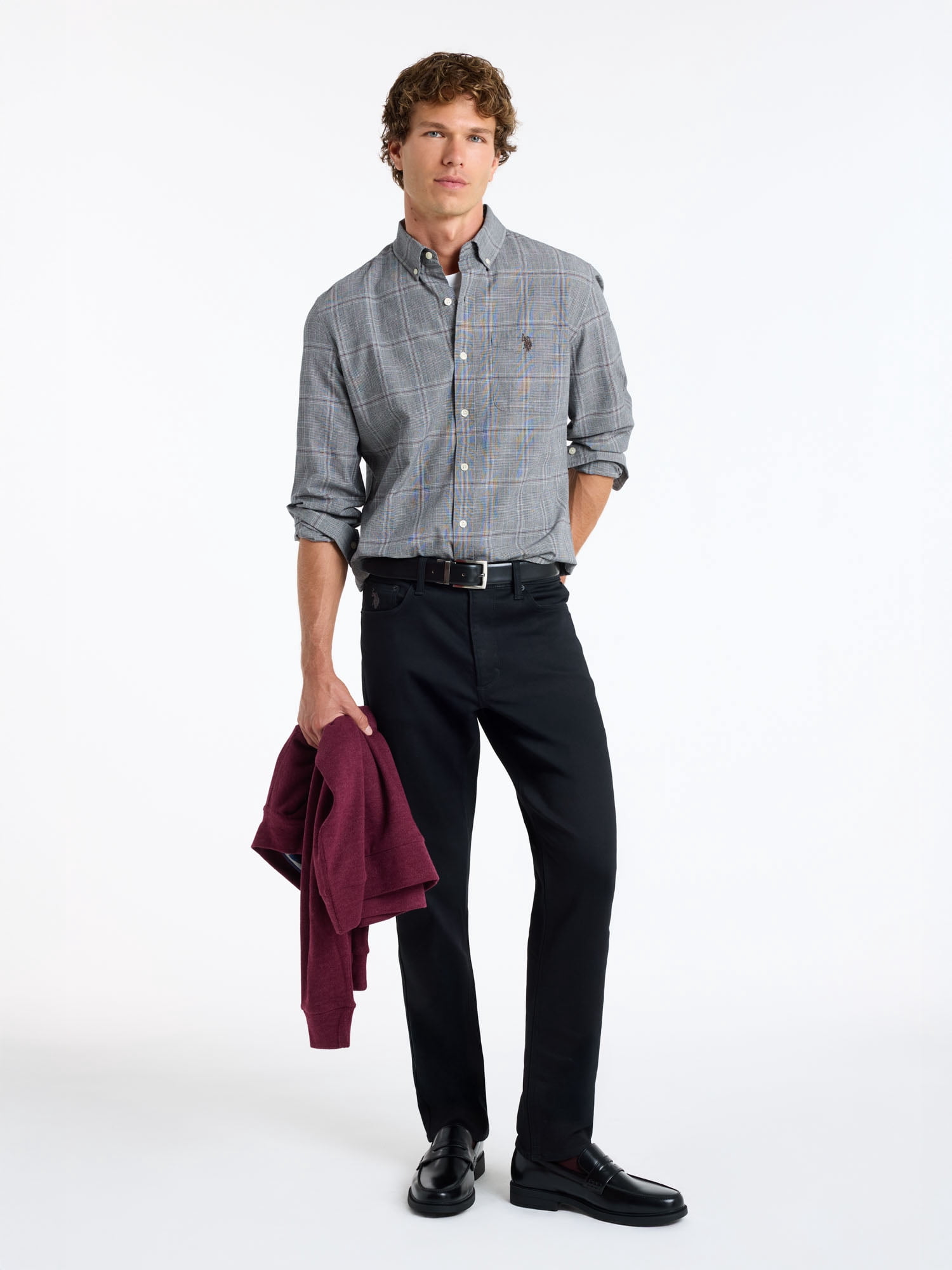 U.S. Polo Assn. Men's Soft Cotton Madras Button Down Shirt