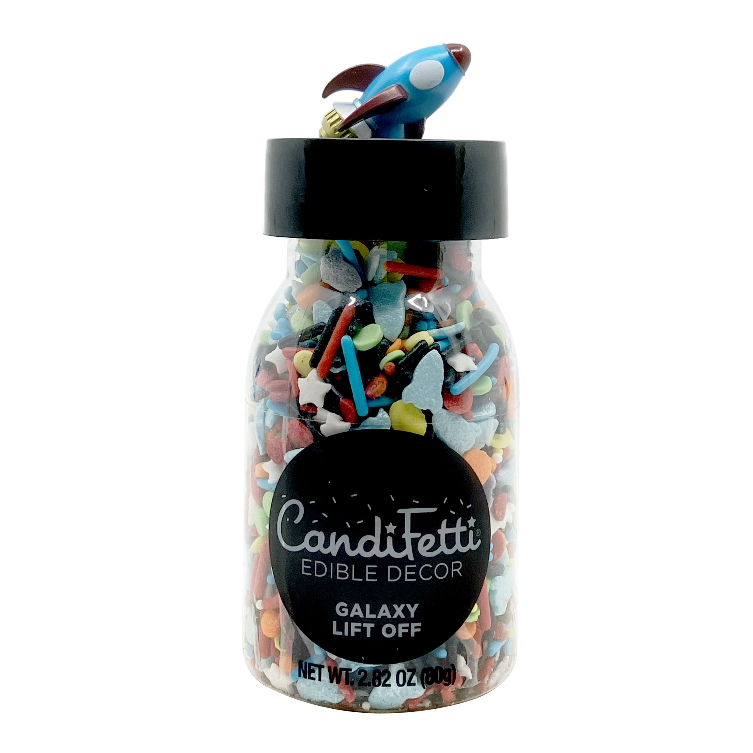 (6 pack) CandiFetti Edible Decor Galaxy Lift off Multi-Color Dessert Sprinkles, 2.82 oz