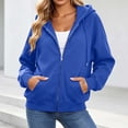 thumbnail image 5 of CHGBMOK Women's Fall Hoodies Raglan Sleeve Fleece Sweatshirt Long Sleeve Zip Front Casual Jacket with Pockets, 5 of 9