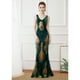 thumbnail image 4 of Vestido de noche largo elegante con lentejuelas y cola de pez para la noche, para exhibiciones de modelos de automóviles, para anfitriones de eventos, vestido largo con escote en V profundo, 4 of 6
