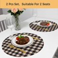 thumbnail image 5 of Black Plaid Round 13 Inch Placemats Set of 2, Vintage Country Gray Buffalo Check Gingham HeatResistant Non Slip Place Mats for Dining Table, Wipeable Braided Kitchen Table Mats for Housewarming, 5 of 9