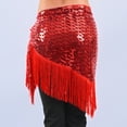 thumbnail image 4 of QHFBli Women's Sparkly Fringed Wrap Skirt, Tie Side Sequins Tassel Scarf Waist Towel for Belly Dance Festival Rave Party, 4 of 5