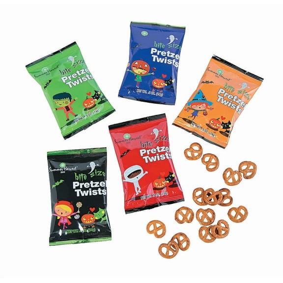 Halloween Mini Pretzel Twists – 48 Ct Bulk Pack, 1.5 lb | Bite-Size Salty Snacks in Trick-or-Treat Bags