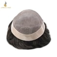 thumbnail image 5 of Lyrical Hair Toupee for Men Fine Mono Mens Toupee Human Hair Replacement Systems Monofilament with NPU Hairpiece for Man Black Brown Blonde Gray Hair Wig Unit, 5 of 6