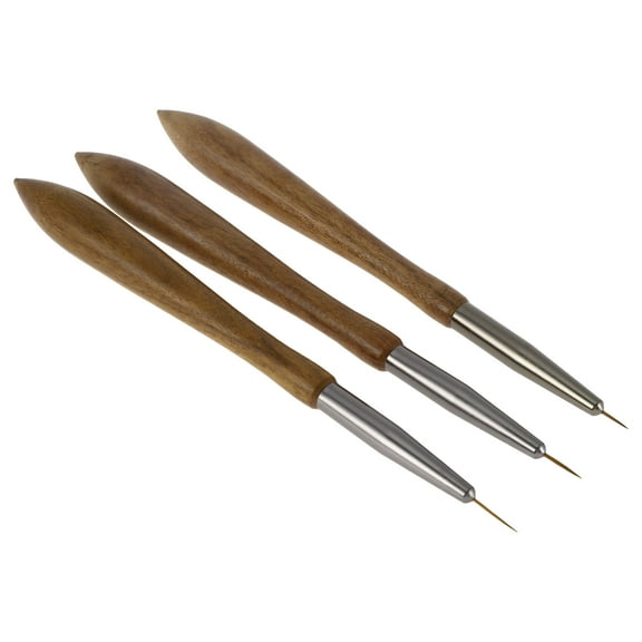 Unique Bargains 3 Pcs Pull Wire Nail Painting Brushes Set for Polish Painting Home DIY Brown