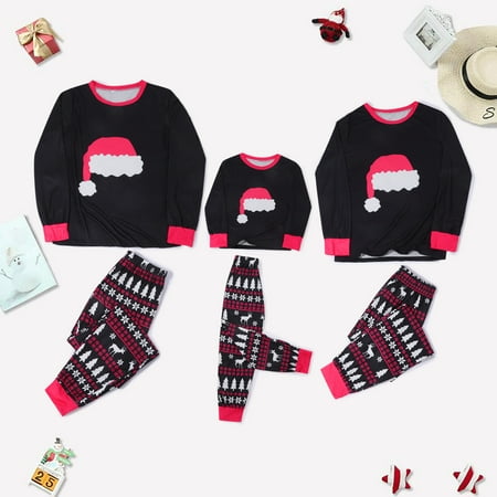 

YYDGH Matching Family Pajamas Family Christmas Pjs Matching Sets Matching Family Christmas Pajamas Christmas Hat Print Pajamas Set